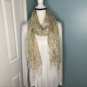 Moon Bat Cheetah Printed Fringed Scarf